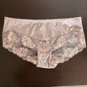 NWT Adore Me Mauve Lace Trim Satin Hipster Panties, OX